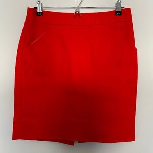 J. Crew Bright Red Cotton Pencil Skirt Size‎ 8 Petite